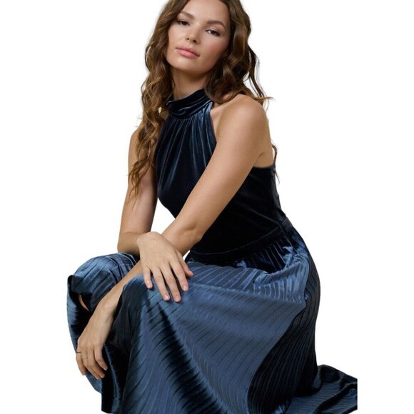 NWT DRESS MIDI SKIES ARE BLUE PLEATED XS /Color Smoky Blue - Picture 8 of 8